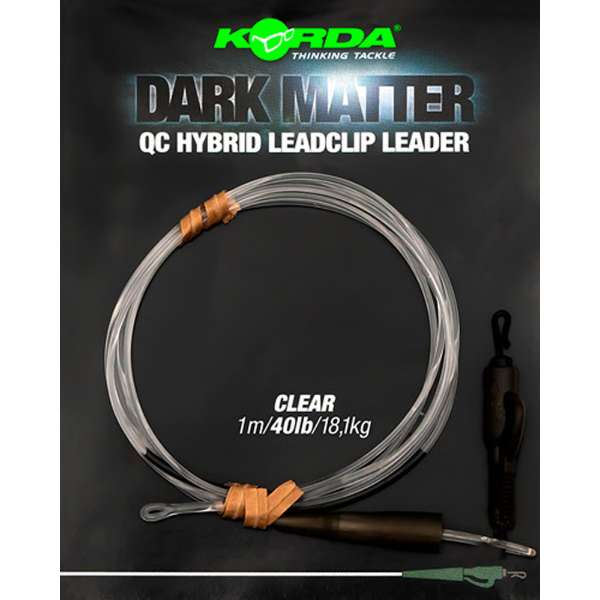 Korda Dark Matter Leader QC Hybrid Clip | Clear | 40lb | 50cm