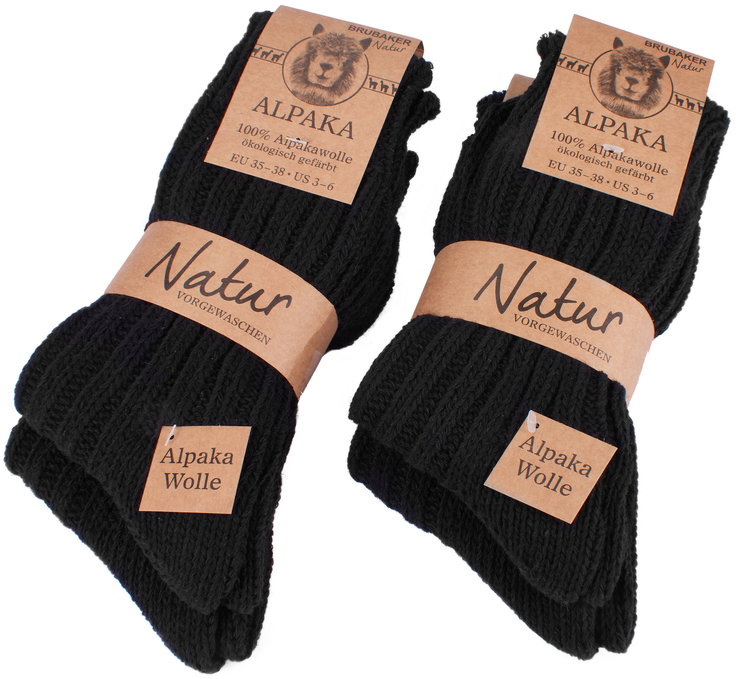 Brubaker 4 Paar Socken aus Alpakawolle – Schwarz