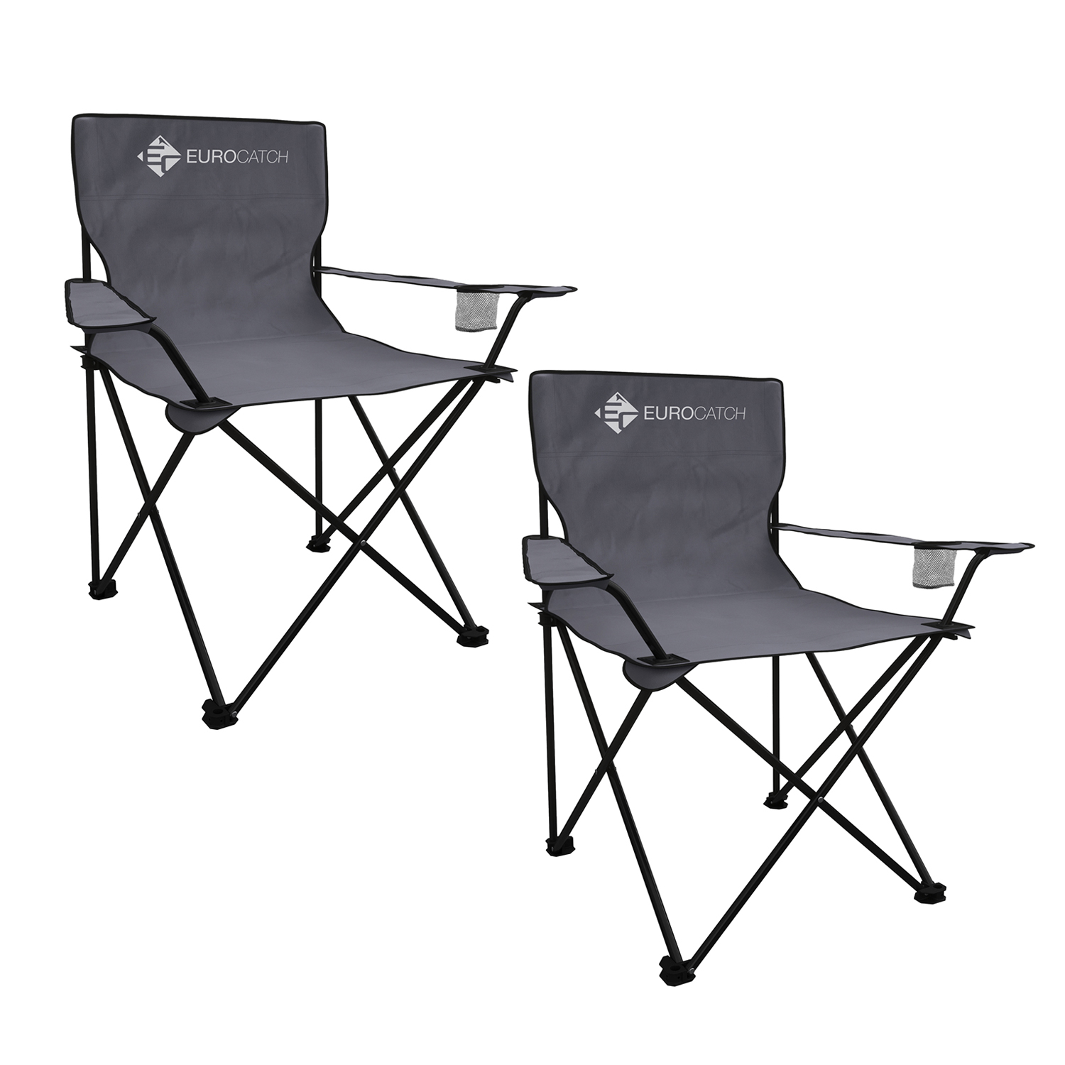 Eurocatch 2 Stuks Campingstoel - Opvouwbare Stoel - Vouwstoel -Strandstoel - Grijs incl. Tas