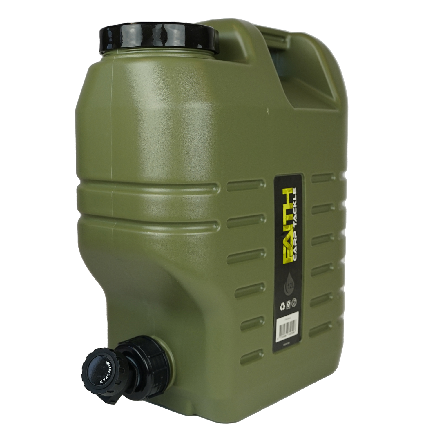 Faith | Jerrycan met Kraan | 12 Ltr | 31x31x35.5cm | Polyethyleen Groen | Voedsel-Veilig