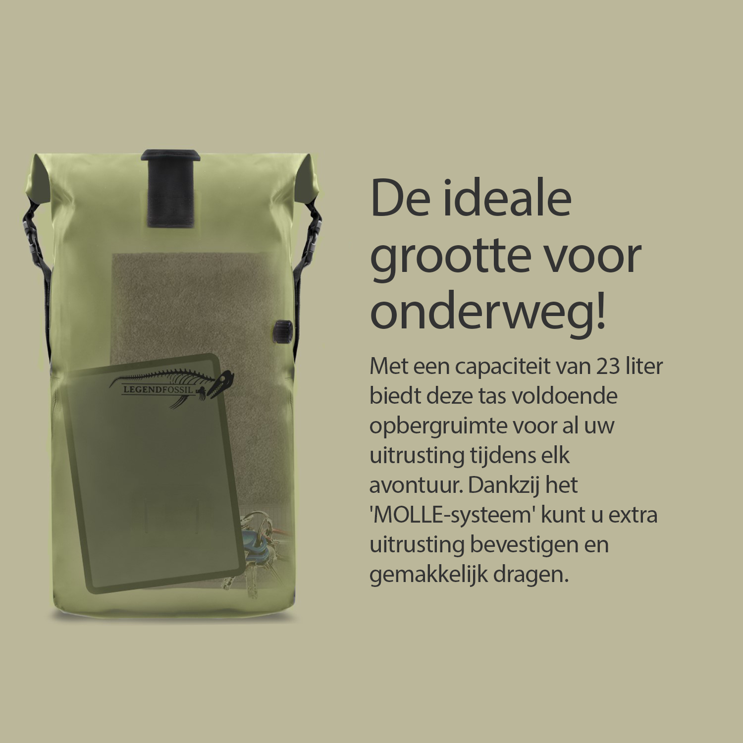 Legendfossil - Tarpaulin - Rucksack Hunter Olive - 23L - Waterdicht - Rugzak - Backpack - Olive Groen