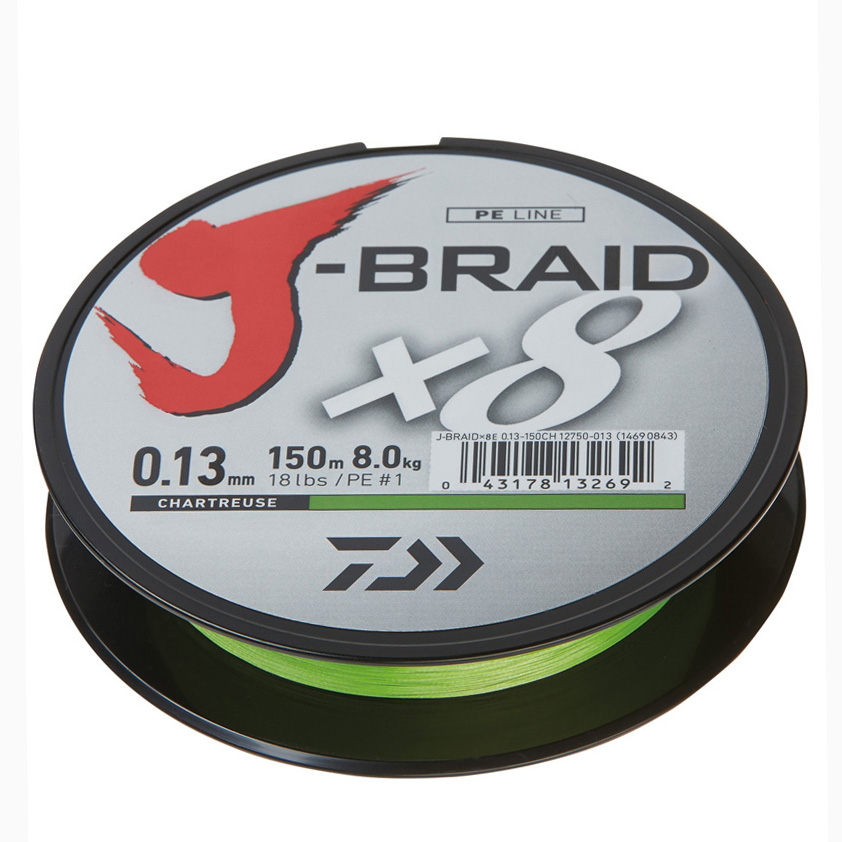 Daiwa J-Braid X8 | Chartreusse | Dyneema |  0.16mm | 150m | 9Kg