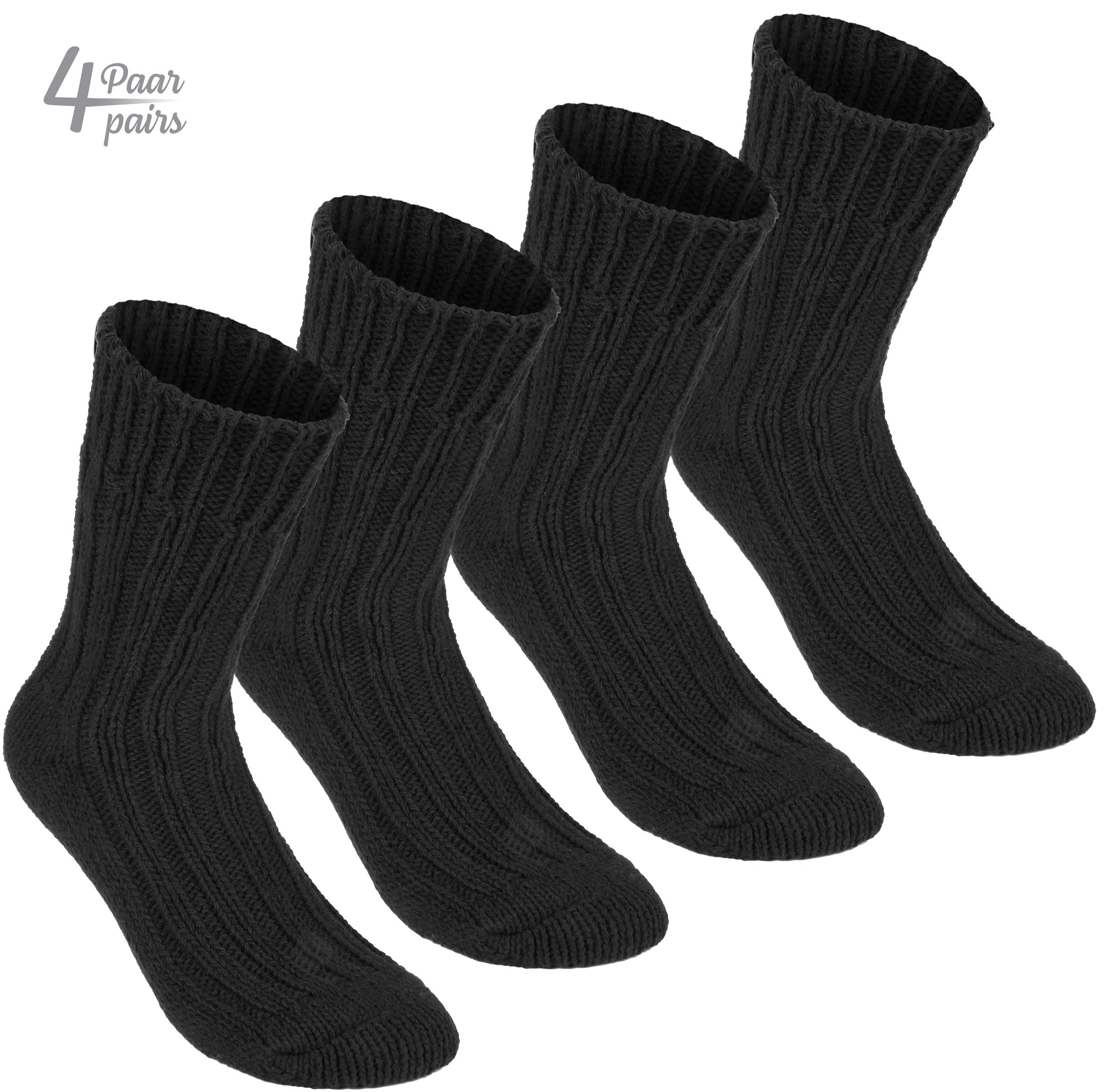 Brubaker 4 Paar Socken aus Alpakawolle – Schwarz