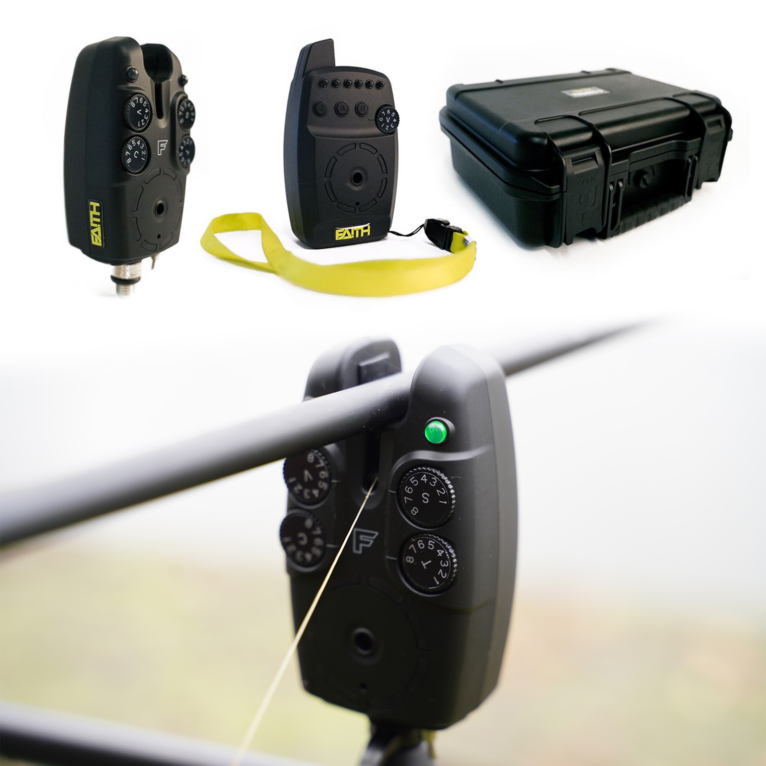 Faith Tronic-c Bite Alarm set 3+1 | Beetmelder set | Incl. Koffer en Ontvanger