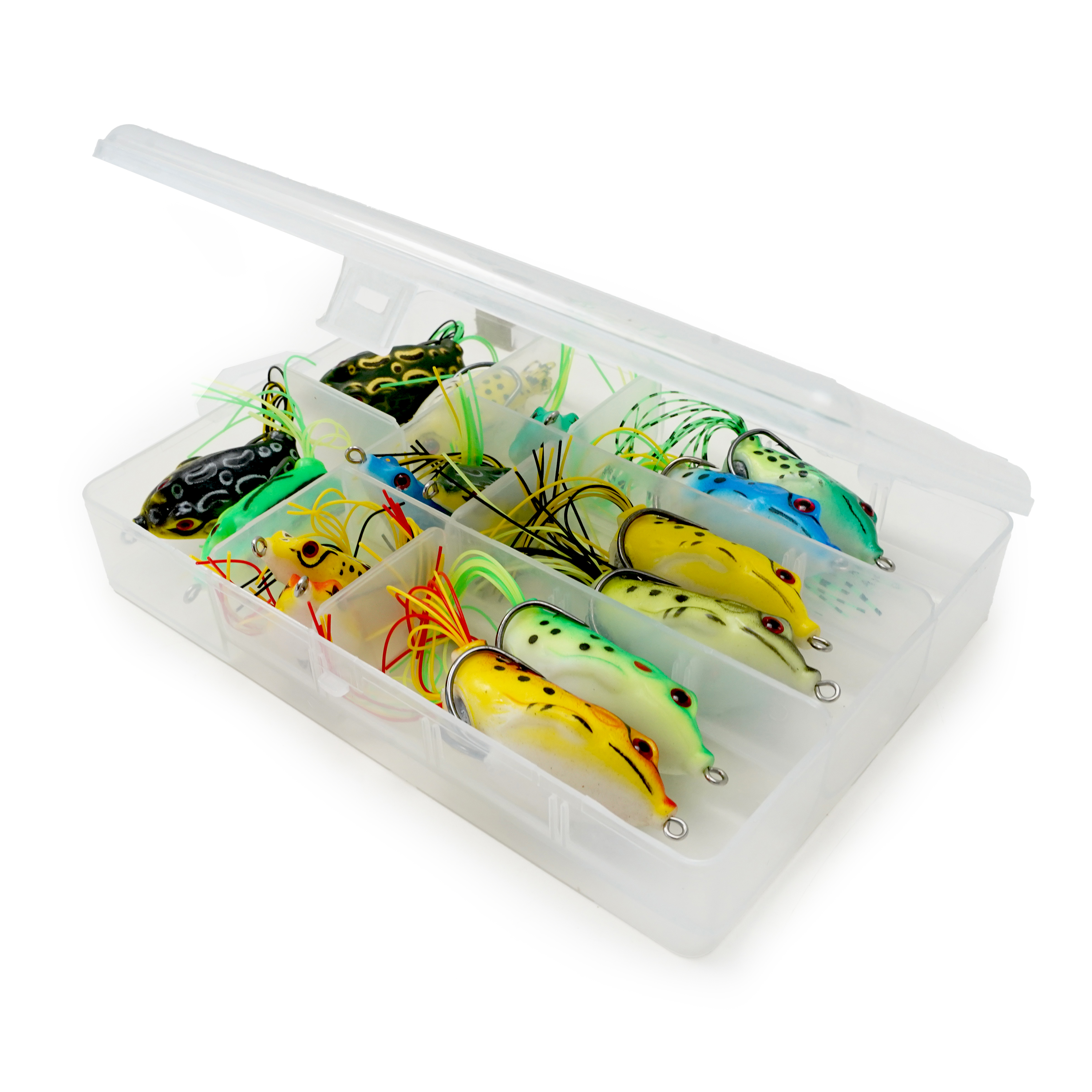 FishXpro Kunstköder Frog Vorteilset – 16-teiliges Set für Barsch und Hecht
