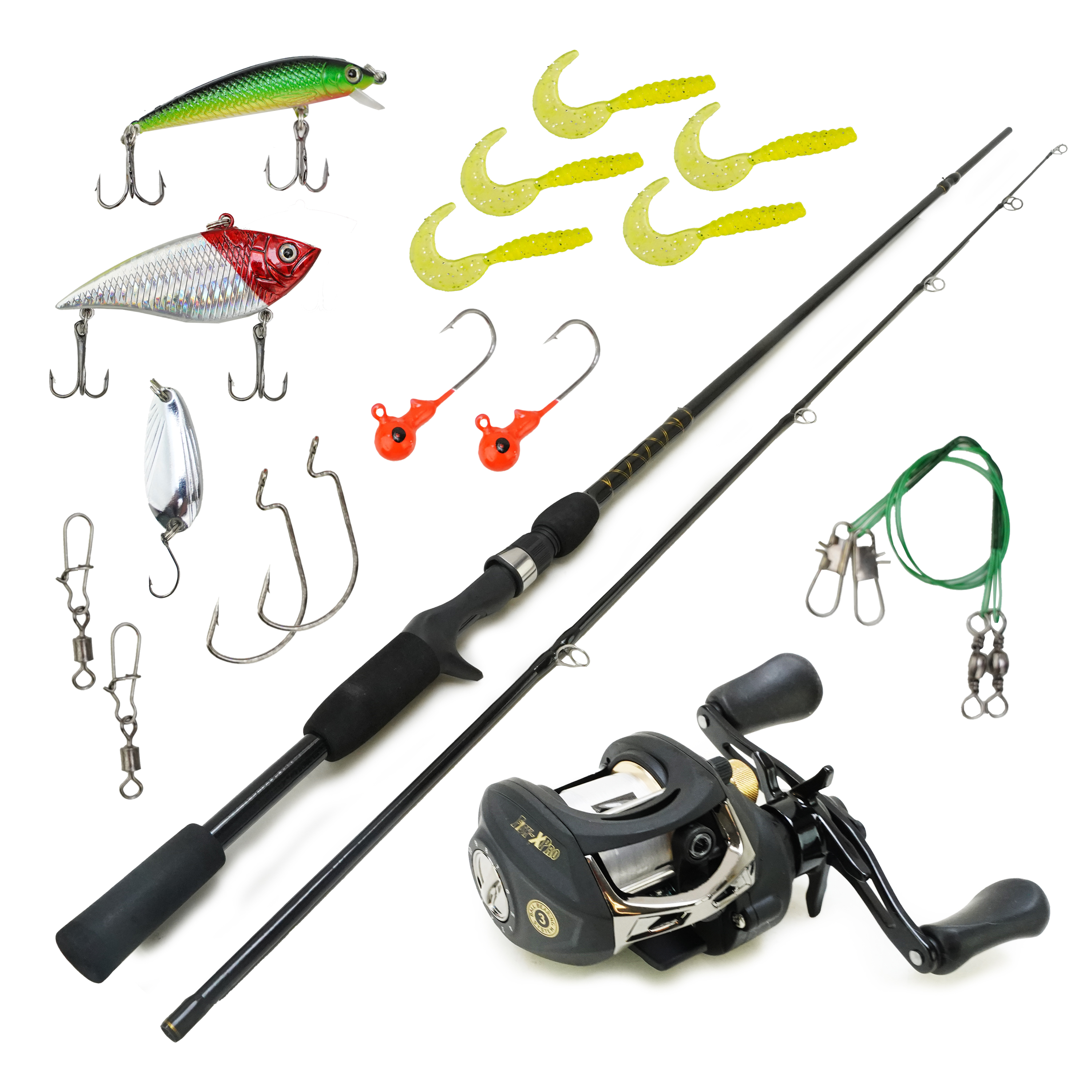 FISH-XPRO Baitcasting Combo | Roofvis Set | 1.95m | Hengelset 