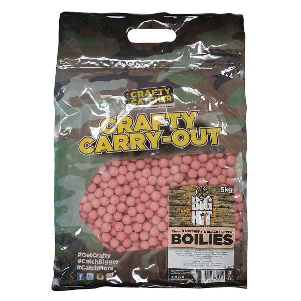 Crafty Catcher Carry Out Big Hit | Raspberry & Black Pepper | Boilie | 15mm |5kg