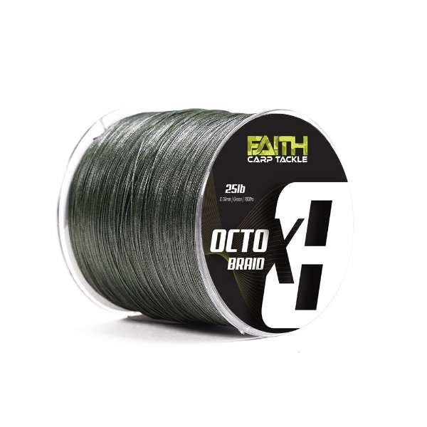 Faith OctoX8 Braided Line | Green | Gevlochten Lijn | 25lb | 0.16mm | 1000m