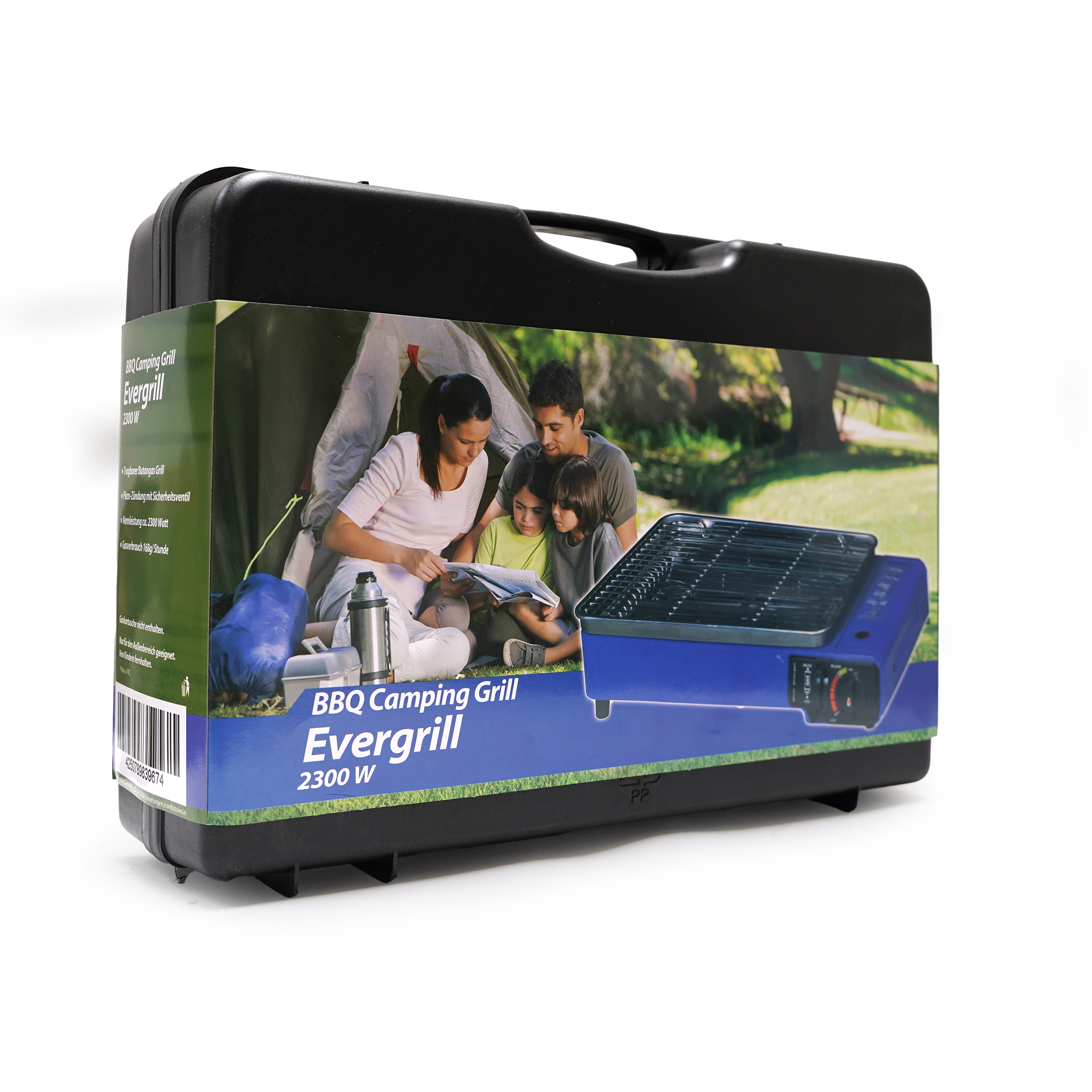 Eurocatch Butaangas Camping Grill Evergrill - Gas Barbecue - Camping Kooktoestel - Tafelgrill - Tafelbarbecue - Incl. 4 Gasbussen