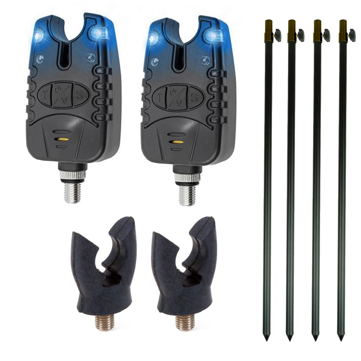 Eurocatch Bite Alarm Bankstick set 2 cannes - Pêche de la carpe - Alarme de touche - Support canne