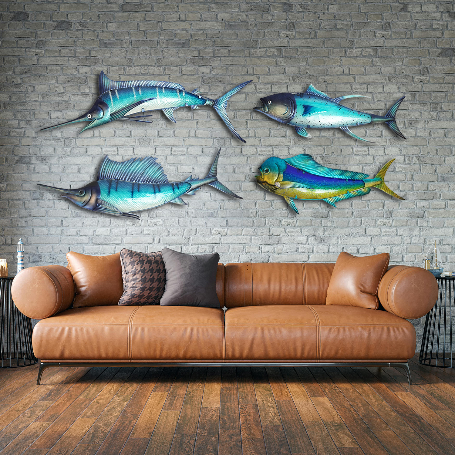 Eurocatch  Sailfish  Wanddecoratie - 110cm - 3-D  Metaal en Glas - kunst -Cadeau Tip