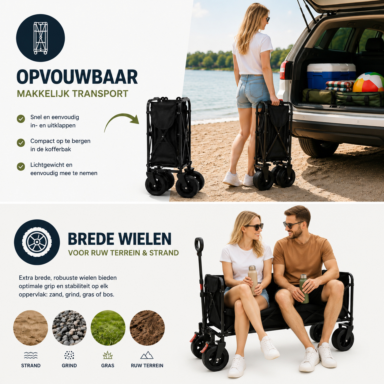 Eurocatch Folding Wagon - Seat&Sofa - 85x53x74cm - Black