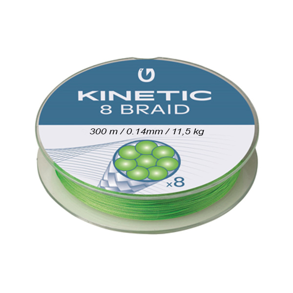 Kinetic 8 Braid | Fluo Green | 300m | 0.14mm | 11.5kg | Gevlochten Lijn