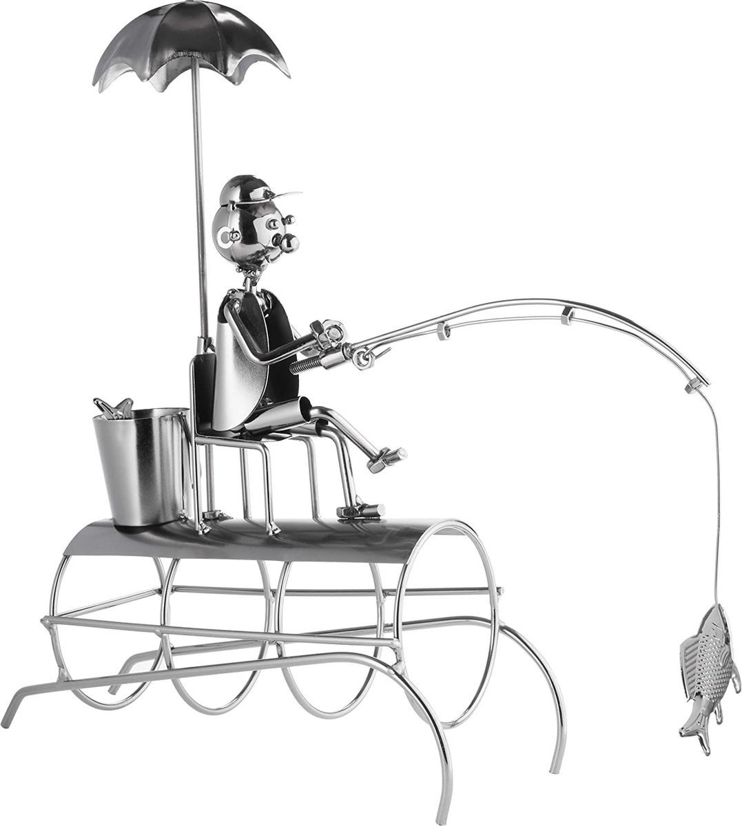 BRUBAKER | Flessenhouder | visser met parasol | Cadeau Tip! 