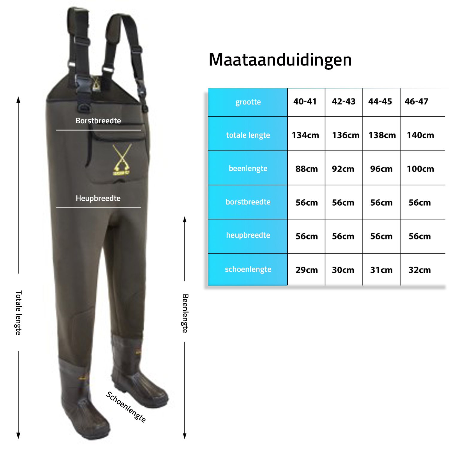 Thinsulate 3M Neopreen Wader | Neopreen Waadpak | Maat 44-45