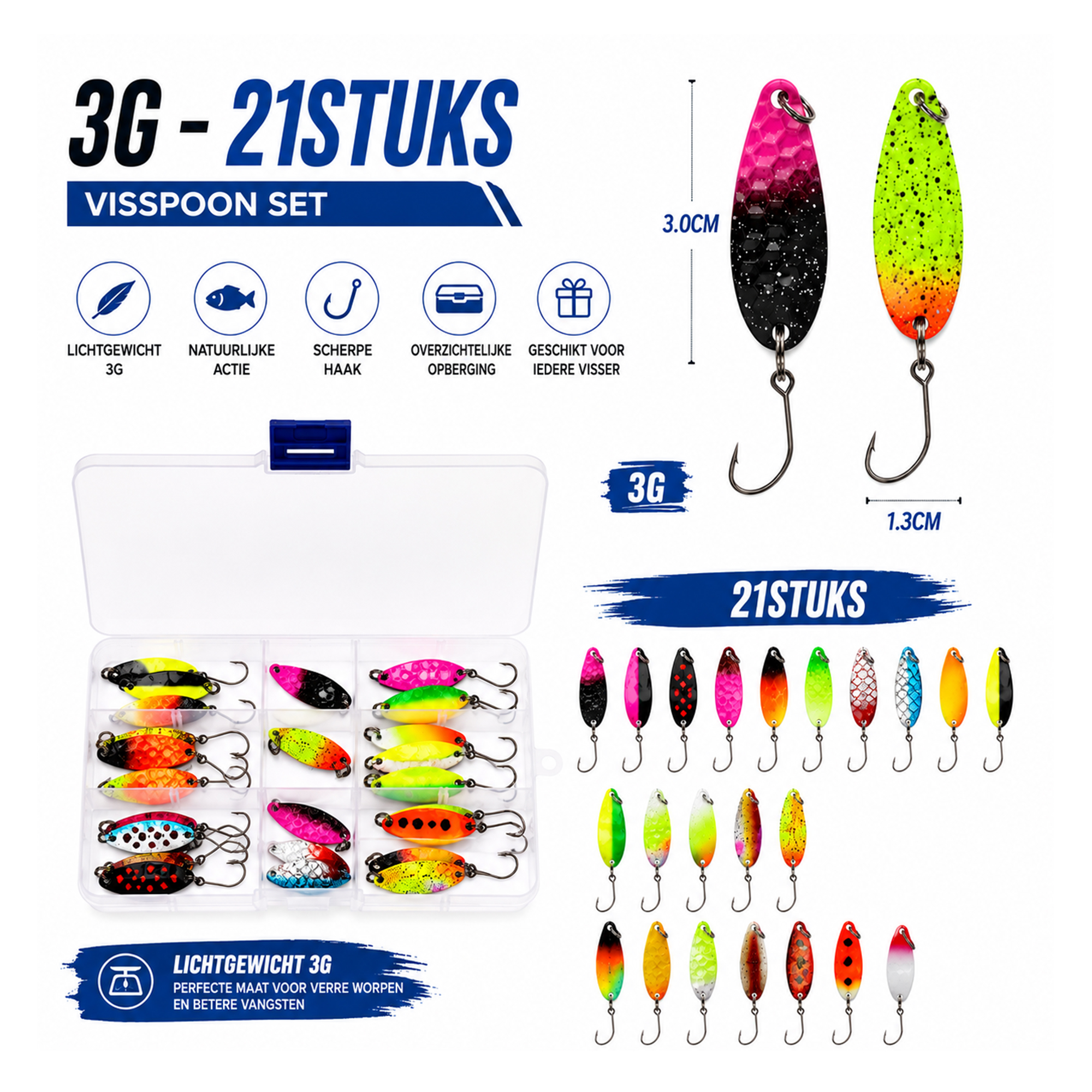 Troutlook Trout Spoon Set - 3g - 21pcs incl Tacklebox