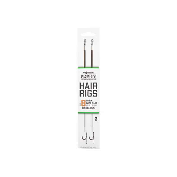 Korda Basix Hair Rigs Wide Gape | Barbless | Onderlijn | 18lb | Haakmaat 8