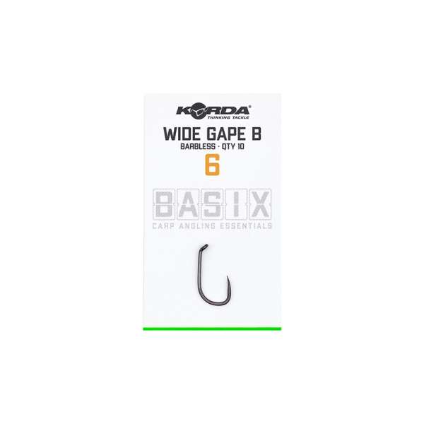 Korda Basix Wide Gape | Barbless | Haak | Maat 6