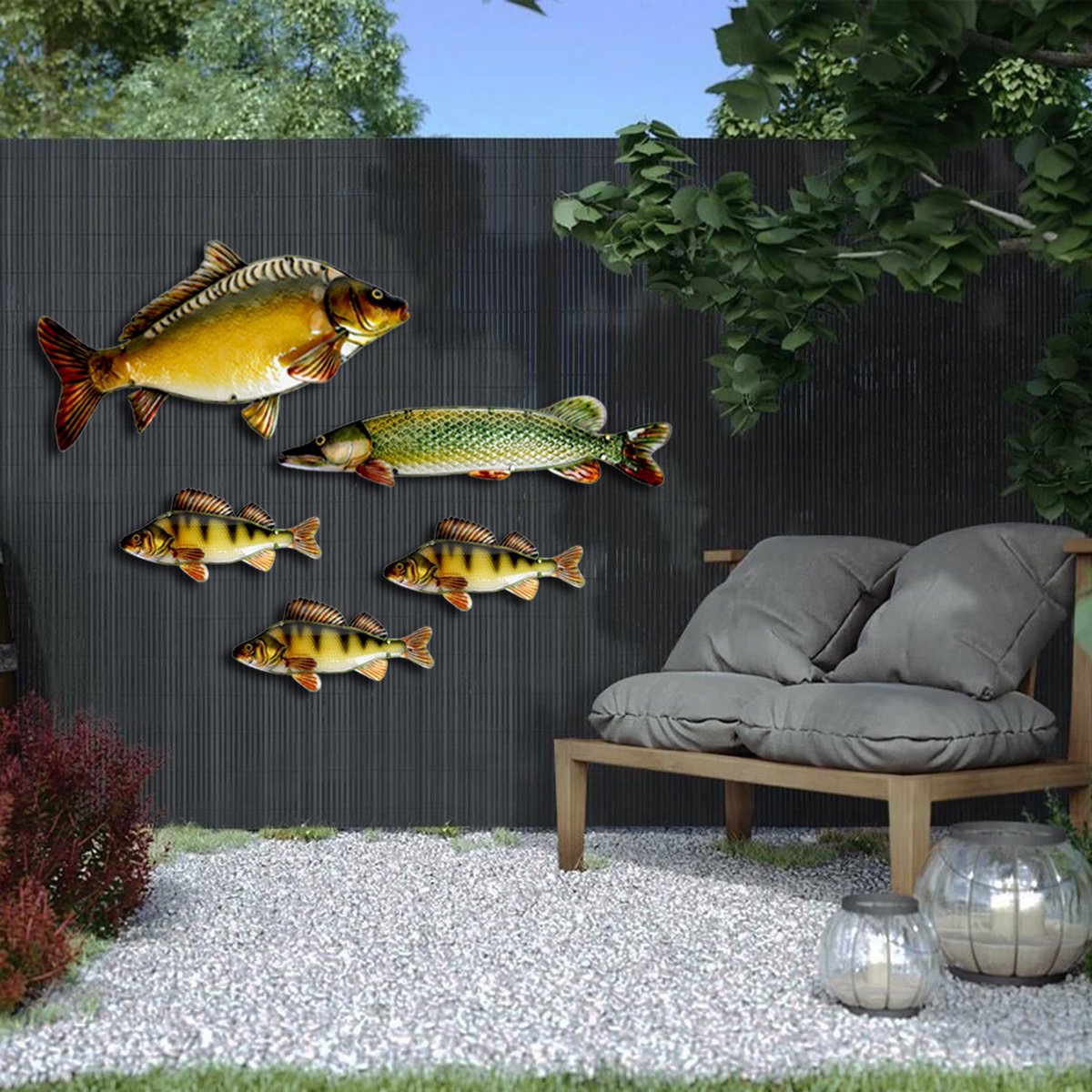 Eurocatch  Baars  Muurdecoratie - 40cm  - 3-D  Metaal en Glas - kunst -Cadeau Tip