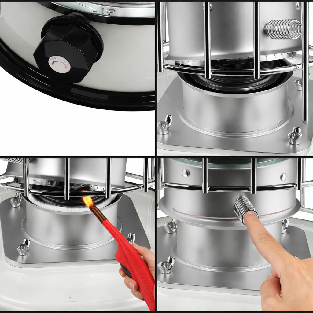 Draagbare Petroleumkachel 2600W - Mobiele Kerosinekachel met 6L Tank en Kantelbeveiliging