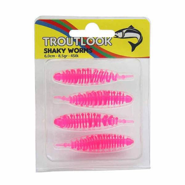 Troutlook Shaky Worms 6.0cm | Neon Pink