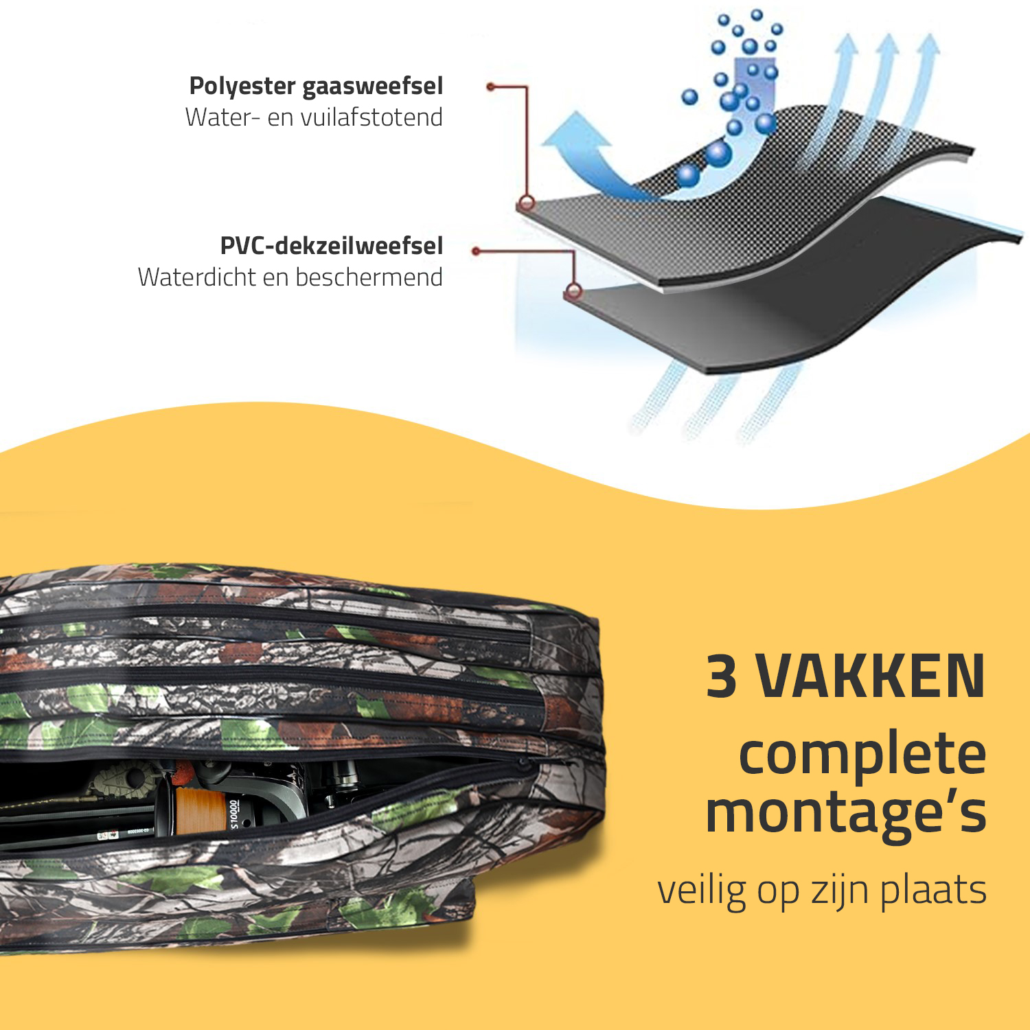 Traxis  Hengel Foudraal |1.25m | Plek voor 3-Hengels | Camouflage Rod Bag 