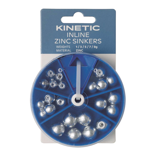 Kinetic Inline Zinc Sinkers Assortment | Verdeeldoos | Loodvrije Gewichtjes
