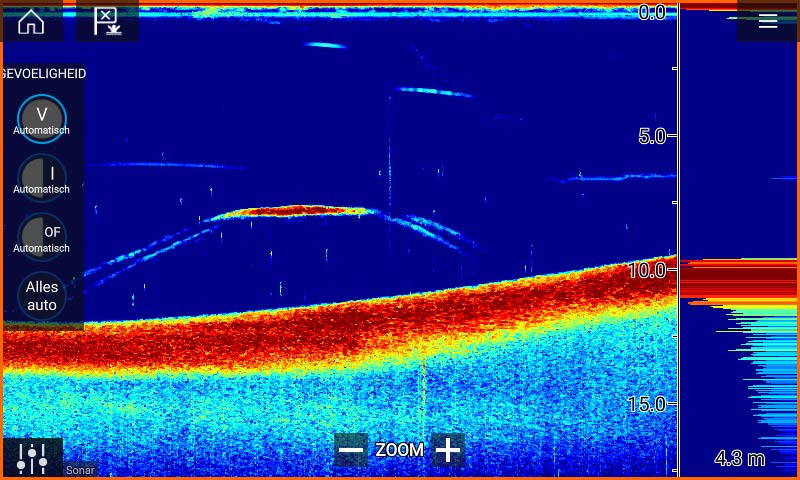 Fishfinder met traditionele sonar