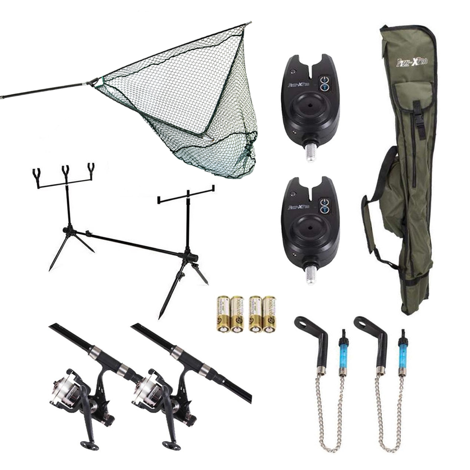 FISH XPRO Karperset Improve Deluxe 2 Hengels compleet Rodpod Beetmelders