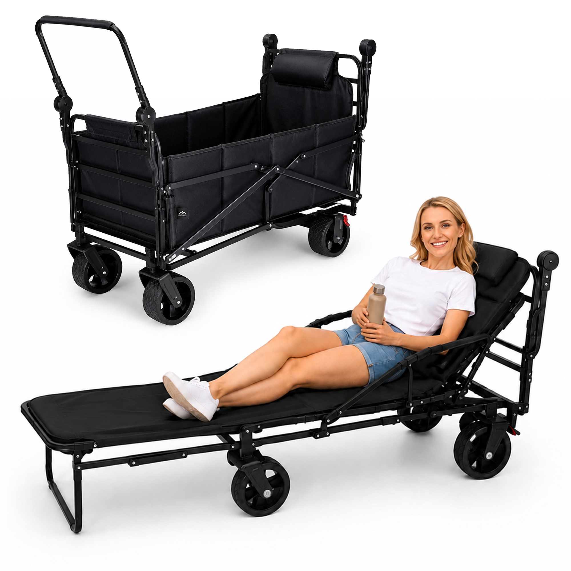 Eurocatch Folding wagon - Bedchair 400lbs - 85x53x74cm - Black