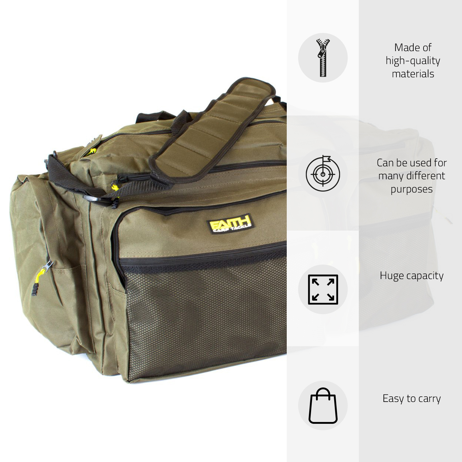 Faith Carryall Weekend Bag| Inhoud 70Ltr. | Vistas | Karpertas | Afm. 60x30x30cm | Groen