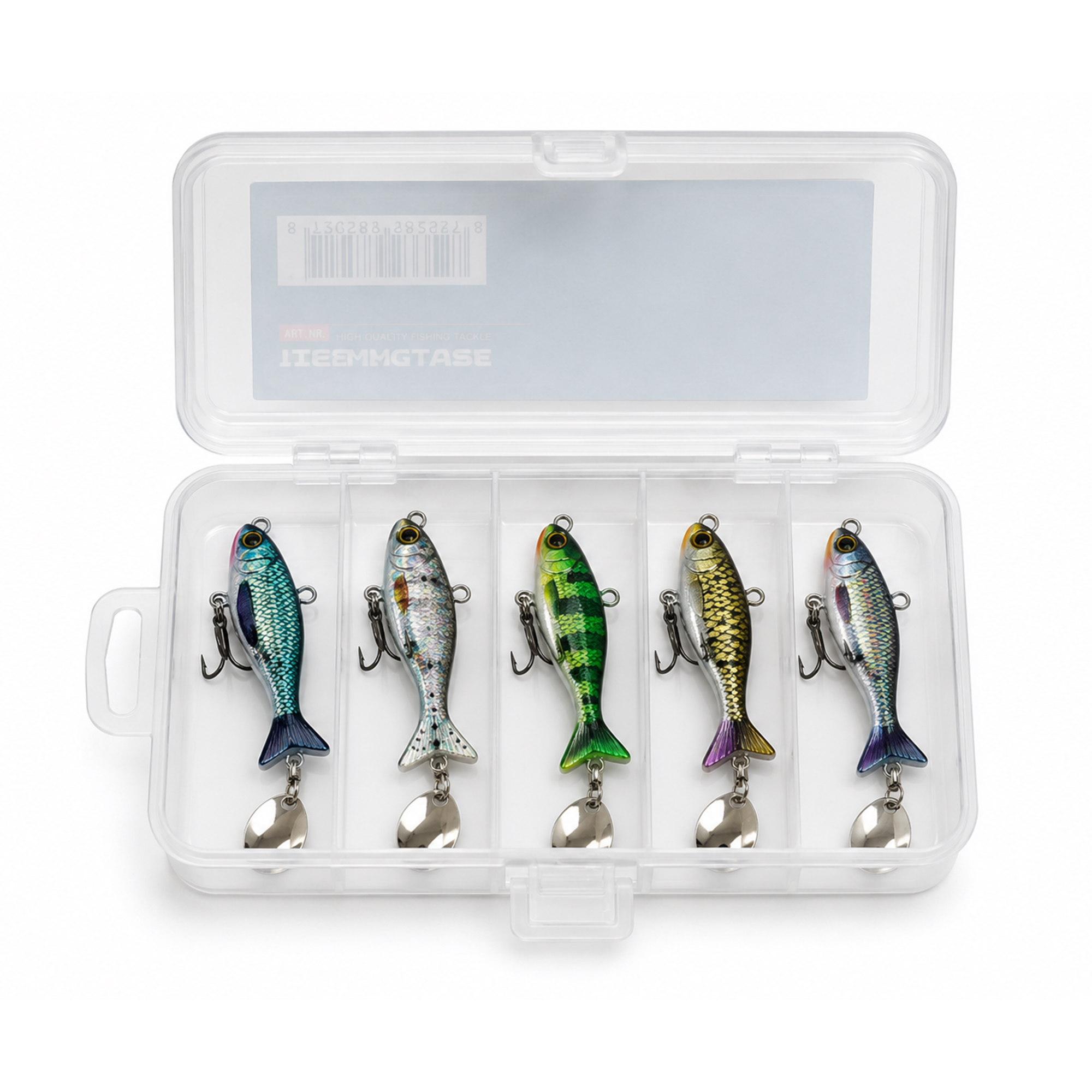 Fish-Xpro LifeMetal Tail Spinner set - 4,5cm - 23g - Set 5pcs - incl Tackle Box