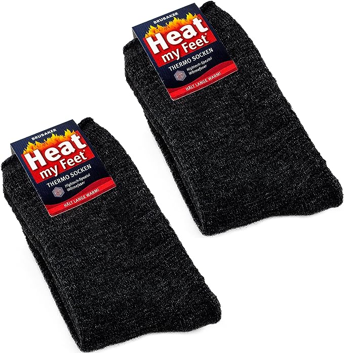 2-Paar Brubaker Thermosokken  - Antraciet -  Heat my Feet - Uniseks - Sokken