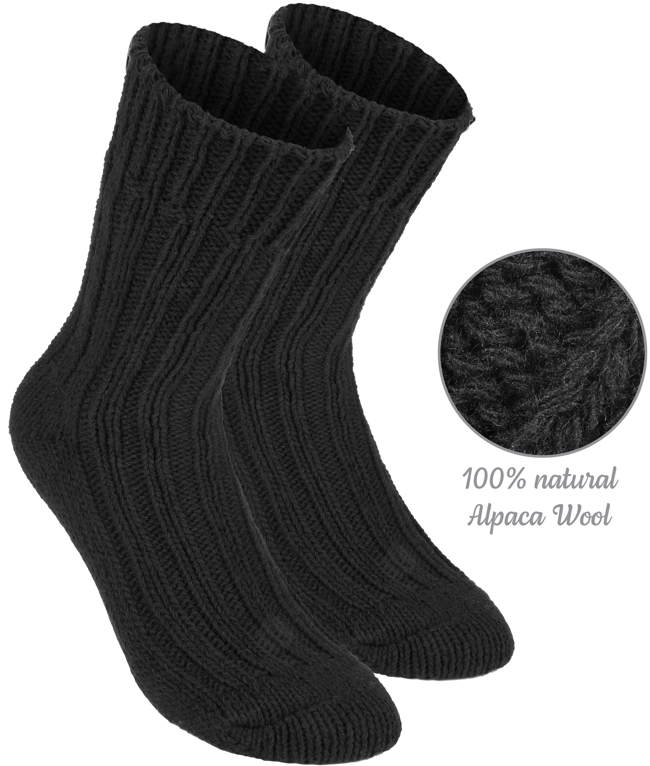Brubaker 4 Paar Socken aus Alpakawolle – Schwarz