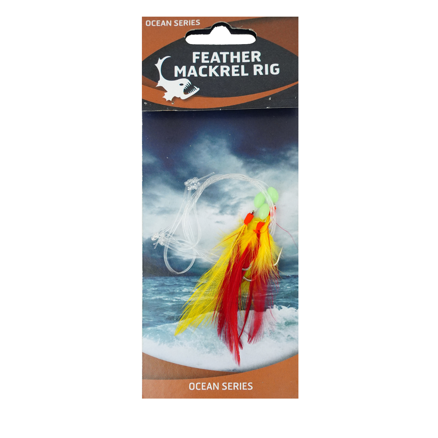 Eurocatch Fishing Feather Mackrel Rig 3 Haaks | Red/Yellow | Onderlijn