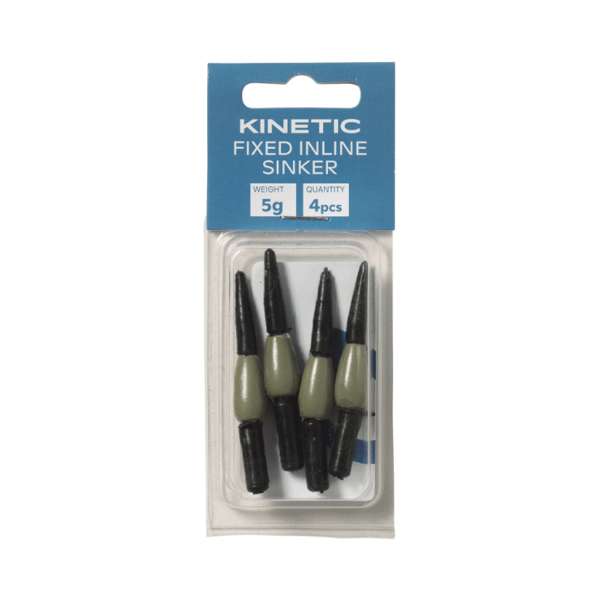 Kinetic fester Inline-Sinker | Bleifreies Gussgewicht | Dunkelgrün | 5g | 4 Stück