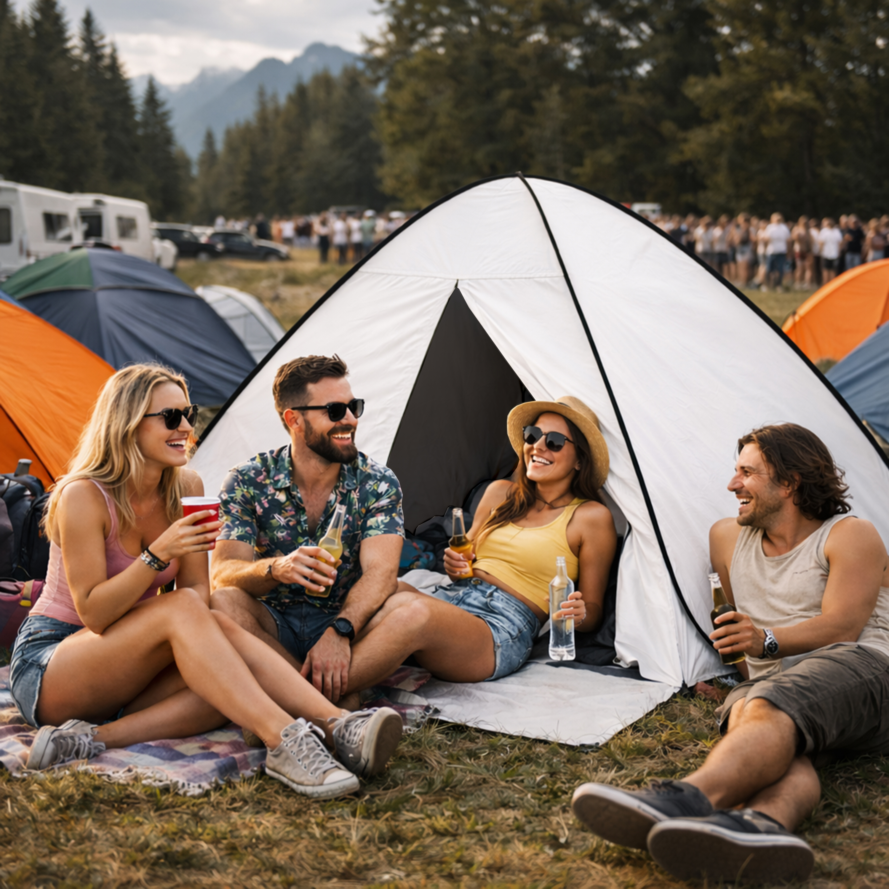 Eurocatch Festival Tent - Wit - 200x 130cm Waterproof - 210D Oxford