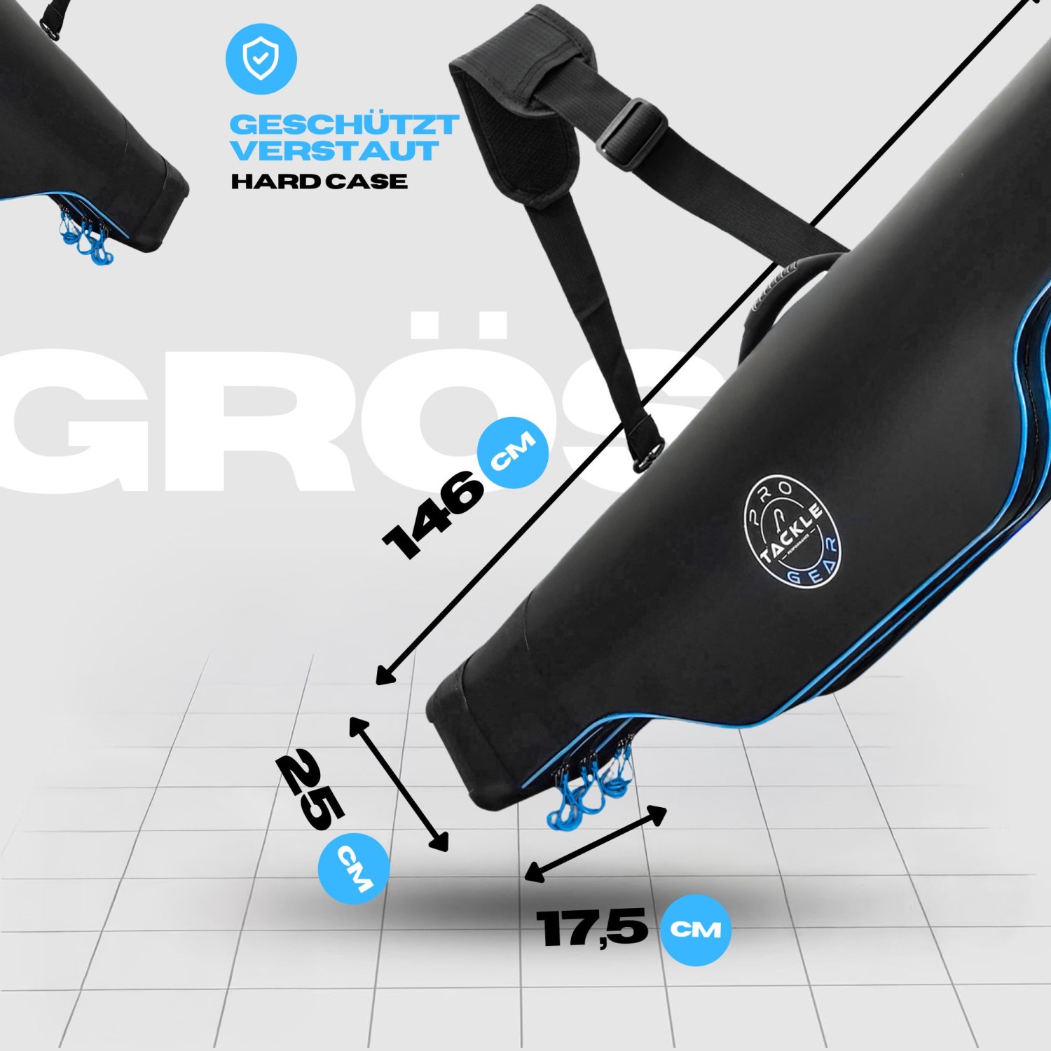 Pro Tackle 3 Rod Hard Case - 146cm